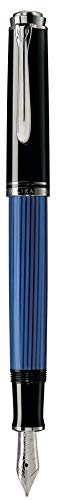 Pelikan Füllhalter Souverän 405, Schwarz-Blau, Feder B (breit), hochwertiger Kolbenfüller im Geschenk-Etui, 932780 von Pelikan