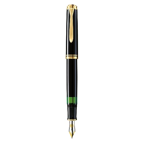 Pelikan Füllhalter Souverän 600, Schwarz, Feder M (mittel), hochwertiger Kolbenfüller im Geschenk-Etui, 980136 von Pelikan