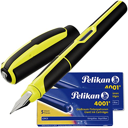 Pelikan Füllhalter Style Neon, Feder M [ gelb ] + 10 Patronen Großraum GTP von Pelikan