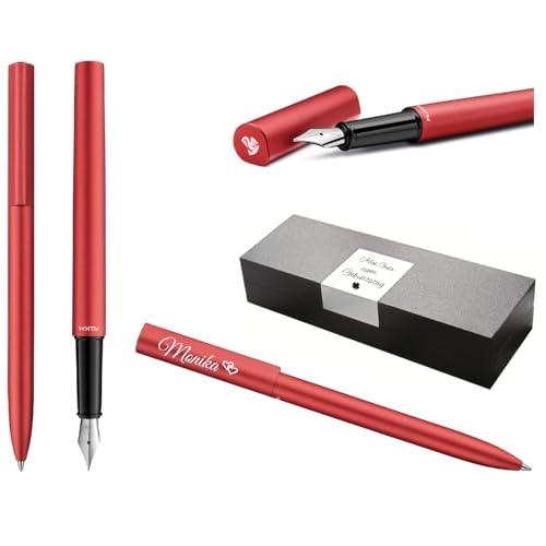 Pelikan Ineo® Elements Füllhalter und Kugelschreiber mit Gravur Geschenk Premium Stift | Geschenkbox | blaue Mine | personalisiertes Geschenk | Namen graviert | Geburtstag (Feuer-Rot) von Pelikan