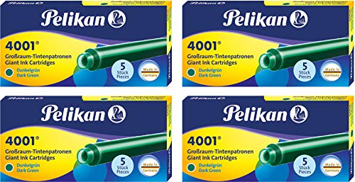 Pelikan Tintenpatronen groß, 20 Etuis mit 5 Großraum-Patronen (Dunkelgrün) von Pelikan