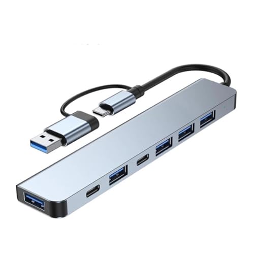 4/5/7 Ports USB 3,0 Typ C Hub Konzentrator Docking Station SD TF Kartenleser PD Schnelle Ladung for MacBook Notebook Laptop Computer(7 in 2 Gray) von Pengchang