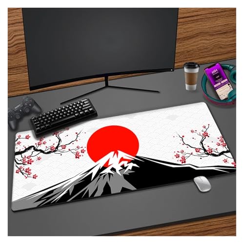 Pink Sakura Süßes Mauspad Gaming Kirschblüten Mousepad XXL Kawaii Tastaturmatte Matte rutschfeste Laptop Fuji Schreibtischmatten(10,290x250x2mm) von Pengchang