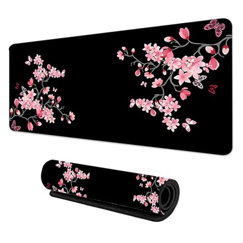 Sakura Scenery Mauspad, großes rutschfestes Gummi-Gaming-Mauspad, langlebige Schreibtischunterlage, Dicke Nahtkante, geeignet for Büro und Gaming(Cherry blossoms2,250X290X2MMOverlock) von Pengchang