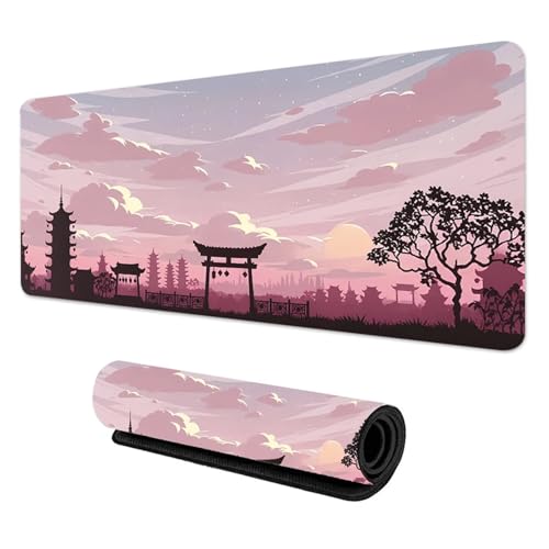 Sakura Scenery Mauspad, großes rutschfestes Gummi-Gaming-Mauspad, langlebige Schreibtischunterlage, Dicke Nahtkante, geeignet for Büro und Gaming(Landscape1,300X700X2MM) von Pengchang