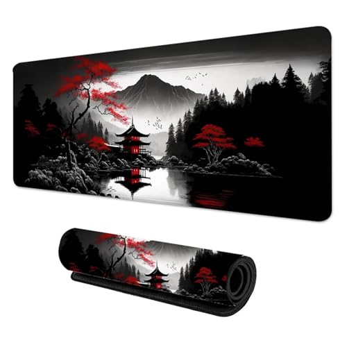 Sakura Scenery Mauspad, großes rutschfestes Gummi-Gaming-Mauspad, langlebige Schreibtischunterlage, Dicke Nahtkante, geeignet for Büro und Gaming(Landscape4,300X700X2MM) von Pengchang