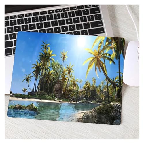 Strand Wellen Palm Landschaft Neue Computer Maus Pad Schöne Gamer Natürliche Gummi Anti-rutsch Kunst Teppich Büro Dekoration Mousepad(9,18X22 cm) von Pengchang