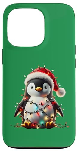 Hülle für iPhone 13 Pro Niedlicher Baby-Pinguin mit Weihnachtsmütze und Weihnachtsbeleuchtung von Penguin With Santa Hat And Christmas Lights Merch