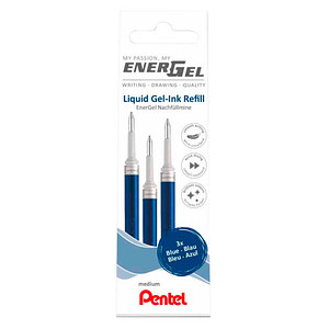 3 Pentel EnerGel Gelschreiberminen blau von Pentel