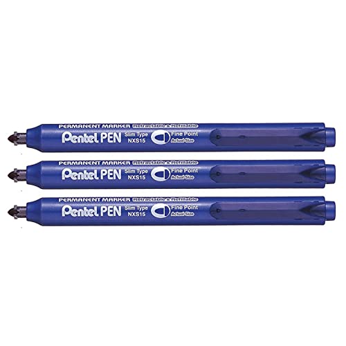 PENTEL Pentel PEN NXS15 Permanentmarker, einziehbar, Blau, 3 Stück von Pentel