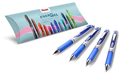 Pentel BL77-CO EnerGel Liquid Gel-Tintenroller - Set bestehend aus 4 Stück Gel-Roller, blau, 0.7 ball = 0.35 mm Strichstärke, 1 Stück (4er Pack) von Pentel