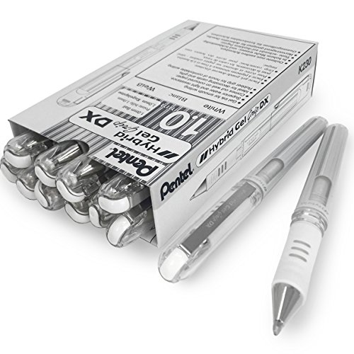 Pentel K230 Hybrid-Gel-Stift, metallisch, Weiß, 1,0 mm, 12 Stück von Pentel