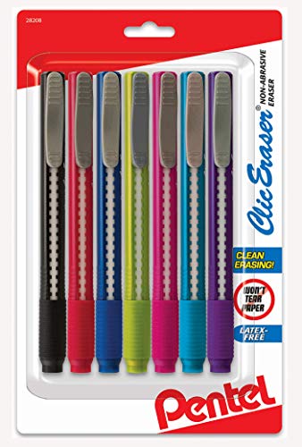 Pentel Klischer Radiergummi, einziehbarer Stiftgriff, 7 Stück, sortierte farbige Radiergummis für Kunst, Zeichnen und Skizzieren Pentel Klischer Radiergummi, einziehbarer Stiftgriff, 7 Stück, sortierte farbige Radiergummis für Kunst, Zeichnen und Skizzieren von Pentel