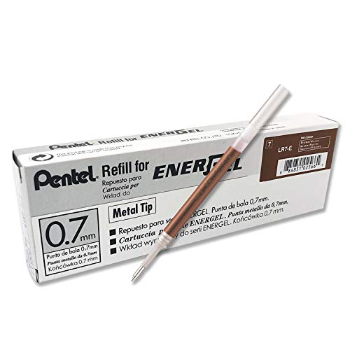 Pentel LR7-EX Nachfüllmine für EnerGel-Stifte 0,7mmKugelspitze, Braun, 12 Stück von Pentel