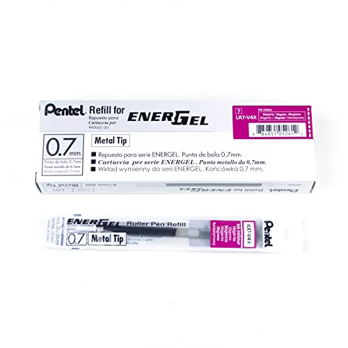 Pentel EnerGel LR7 Nachfüllmine für 0.7 mm Gelschreiber, magenta (12 Stück) von Pentel