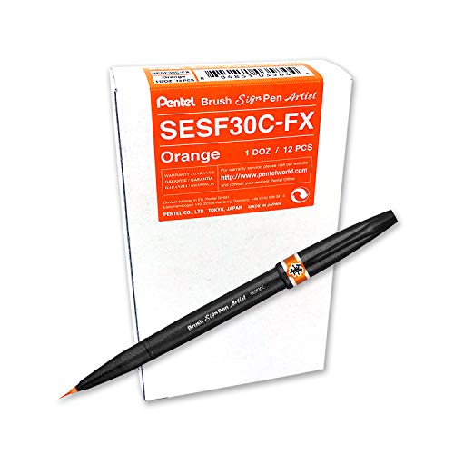 Pentel SESF30C-FX Extra feine Pinsel-Spitze, 12 Stück orange von Pentel