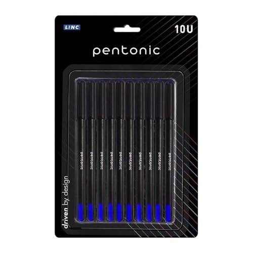 Pentonic 0,7 mm Kugelschreiber, Blisterverpackung, schwarzer Körper, blaue Tinte, Set mit 10 Stiften von Pentonic