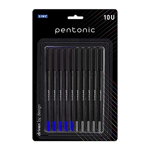 Pentonic LINC Hybrid-Kugelschreiber, 0,7 mm, 10 Stück (blaue und schwarze Tinte, geschmeidiges mattes Finish, Featherlite-Gefühl, überspringfreies Schreiben) von Pentonic