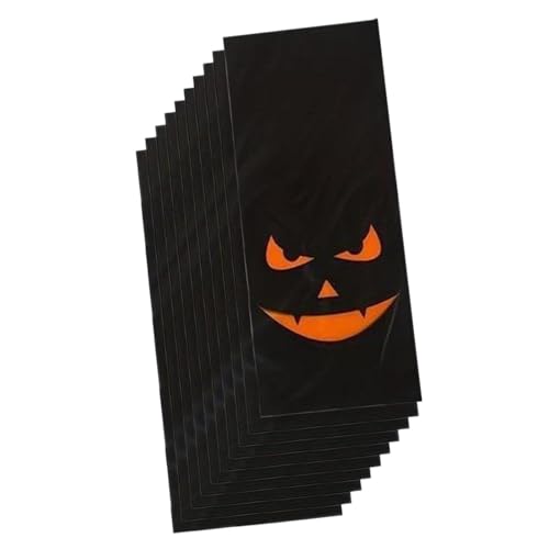 perfeclan 10x Halloween-Geschenktüten, Halloween-Trick-or-Treat-Tüten, Kürbis-Lächeln-Muster, Bonbontüten für Süßigkeiten, Dessert-Popcorn-Kekse, Schwarz von Perfeclan