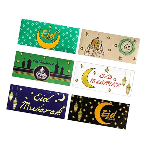 perfeclan 6 Stück Eid Mubarak Geldumschläge Ramadan Kartenhalter für Kinder Geldhalter zum Verschenken von Geldpaketen grün als Urlaubsgeschenk, Style A von Perfeclan