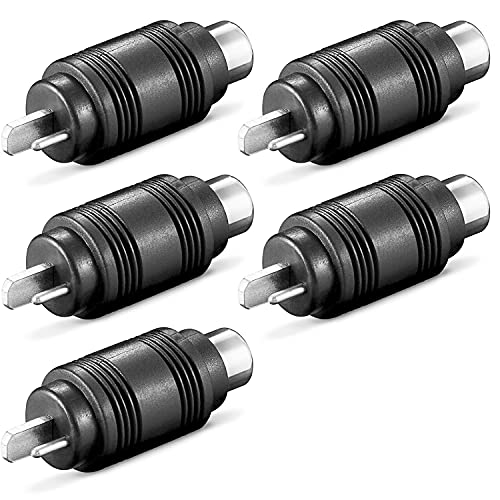 5X DIN Lautsprecherstecker auf Cinch-Buchse | Gerade | Boxen Audio Adapter Kabelanschluss Lautsprecher Chinch Buchse Kupplung | Schwarz | 5 Stück von PerfectHD