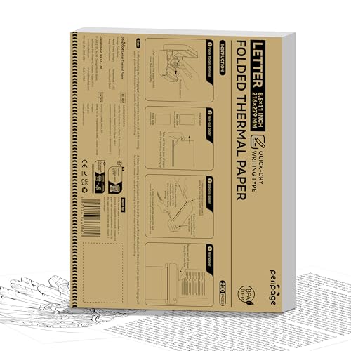 PeriPage Thermodruckerpapier, 21,6 x 27,9 cm, US-Buchstabe, 200 Blatt, schnelltrocknend, gefaltet, Thermopapier für tragbare Thermodrucker von PeriPage