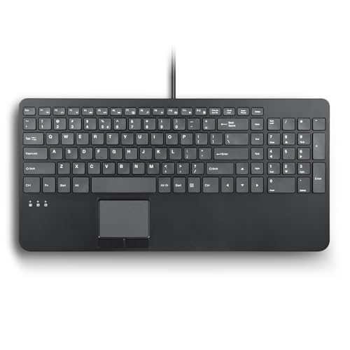 Perixx PERIBOARD-534 US Kompakte USB-Tastatur mit Touchpad, X-Typ-Scherentasten, 39,7 x 19,8 x 3 cm, integrierte 2 USB-Hubs und Nummernblock von Perixx