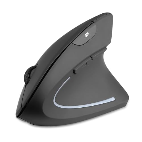 Perixx PERIMICE-713R Wireless Rechargeable Vertical Mouse - Duo Wired and Wireless Charging Feature - 6 Buttons Design - Black - Right-Handed Design von Perixx