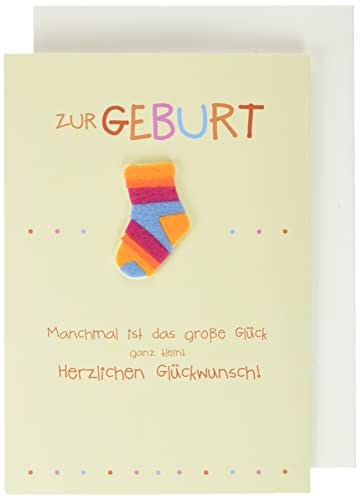 Perleberg Karte zur Geburt in 11,6 x 16,6 cm - Hochwertiges Geschenk für Mädchen & Junge - Geburtstagskarte mit Socken-Motiv - Geburtskarte mit Umschlag - Glückwunschkarte von Perleberg