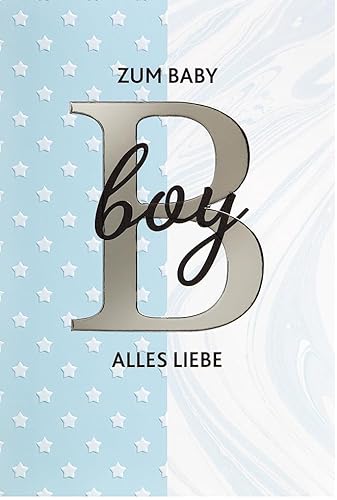 Perleberg Karte zur Geburt in 11,6 x 16,6 cm - Hochwertiges Geschenk zur Geburt für Jungen - Geburtstagskarte mit Boy-Lettering - Geburtskarte mit Umschlag - Glückwunschkarte von Perleberg