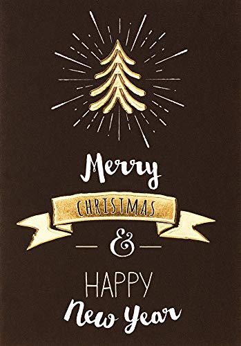 Perleberg hübsche Weihnachtskarte mit Umschlag - hochwertige Weihnachtspostkarte schwarz weiß gold - Karte Weihnachten für schöne Weihnachtsgrüße - Grußkarte von Perleberg