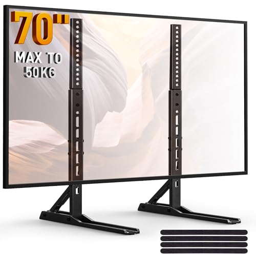 Perlegear Universal TV Standfüße Füße für 22-70 Zoll Fernseher, Tisch TV Ständer Standfuss mit 3 Höhenoptionen, Moderner TV Stand Hält bis zu 50 kg, Max VESA 800x600 mm von Perlegear