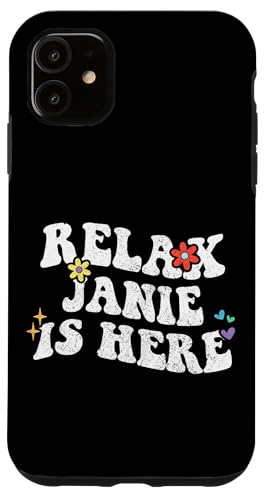 Hülle für iPhone 11 Retro Groovy Relax Janie Is Here Lustiger Muttertagsname von Personalized First Name outfit For Women