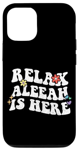 Hülle für iPhone 12/12 Pro Retro Groovy Relax ALEEAH Is Here Lustiger Muttertagsname von Personalized First Name outfit For Women