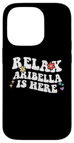 Hülle für iPhone 14 Pro Retro Groovy Relax Aribell Is Here Lustiger Muttertagsname von Personalized First Name outfit For Women