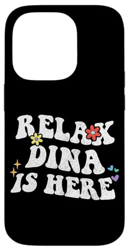 Hülle für iPhone 14 Pro Retro Groovy Relax DINA Is Here Lustiger Muttertagsname von Personalized First Name outfit For Women