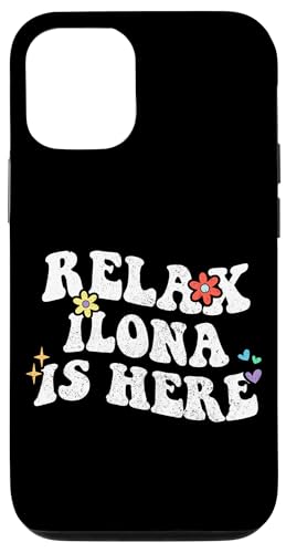 Hülle für iPhone 15 Pro Retro Groovy Relax ILONA Is Here Lustiger Muttertagsname von Personalized First Name outfit For Women