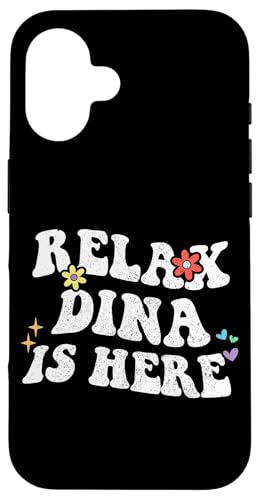 Hülle für iPhone 16 Retro Groovy Relax DINA Is Here Lustiger Muttertagsname von Personalized First Name outfit For Women