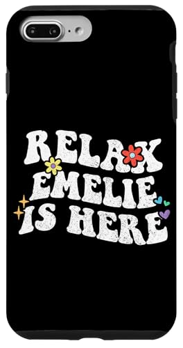 Hülle für iPhone 7 Plus/8 Plus Retro Groovy Relax EMELIE Is Here Lustiger Muttertagsname von Personalized First Name outfit For Women