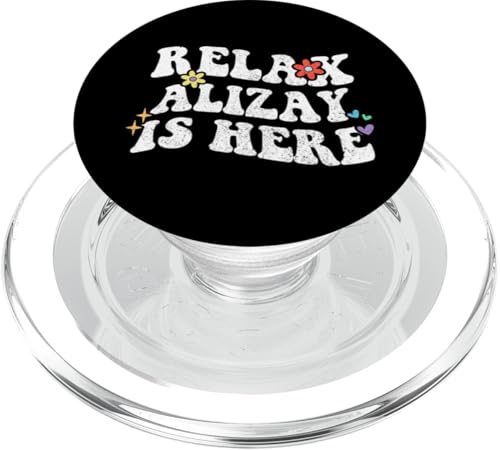 Retro Groovy Relax ALIZAY Is Here Lustiger Muttertagsname PopSockets PopGrip für MagSafe von Personalized First Name outfit For Women