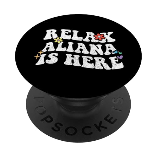 Retro Groovy Relax Aliana Is Here Lustiger Muttertagsname PopSockets Klebender PopGrip von Personalized First Name outfit For Women