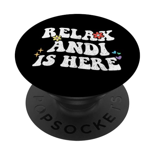 Retro Groovy Relax Andi Is Here Lustiger Muttertagsname PopSockets Klebender PopGrip von Personalized First Name outfit For Women