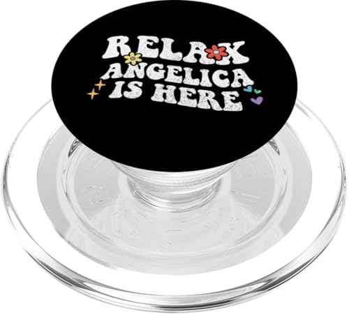 Retro Groovy Relax Angelica Is Here Lustiger Muttertagsname PopSockets PopGrip für MagSafe von Personalized First Name outfit For Women