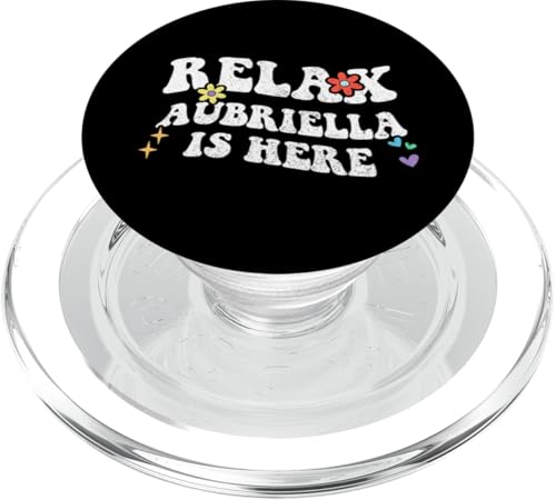 Retro Groovy Relax Aubriella Is Here Lustiger Muttertagsname PopSockets PopGrip für MagSafe von Personalized First Name outfit For Women