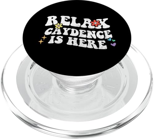 Retro Groovy Relax CAYDENCE Is Here Lustiger Muttertagsname PopSockets PopGrip für MagSafe von Personalized First Name outfit For Women