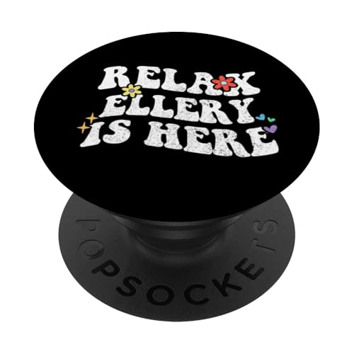 Retro Groovy Relax ELLERY Is Here Lustiger Muttertagsname PopSockets mit austauschbarem PopGrip von Personalized First Name outfit For Women