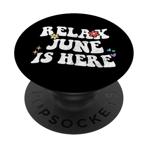 Retro Groovy Relax JUNE Is Here Lustiger Muttertagsname PopSockets mit austauschbarem PopGrip von Personalized First Name outfit For Women