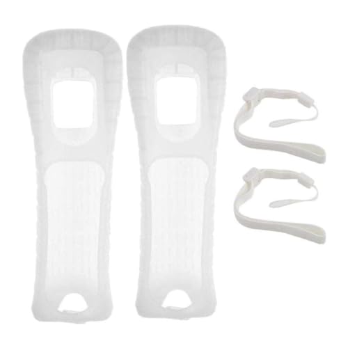 Wii-Controller-Abdeckung, 2pcs Silikonhäute-Hülle mit Handgelenksgurt Nicht-Schlupf-Silikon-Gehäuseabdeckung Beutelhülle kompatibel mit Wii-Fernweiß von Pesoncarl