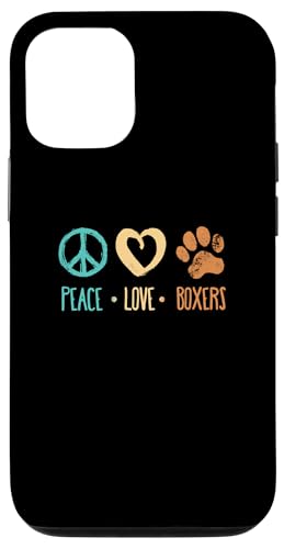 Hülle für iPhone 15 Peace Love Boxer Pfotenabdruck Retro Hundeliebhaber von Pet Lover And Pet Enthusiast Apparel