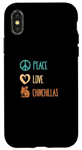 Hülle für iPhone X/XS Peace Love Chinchillas Chinchillas für Haustiere, Retro-Design von Pet Lover And Pet Enthusiast Apparel